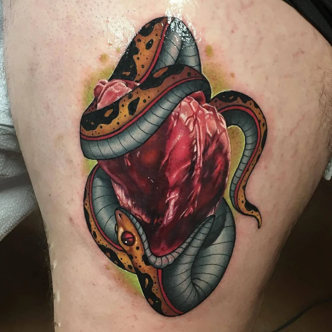 Tattoo artist John Yogi Barrett, authors style realistic tattoo with traditional images | USA