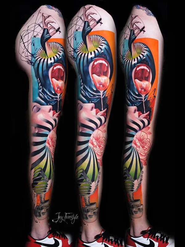 color surrealism татуировка на full leg #27013 | Тату мастер Jay Freestyle