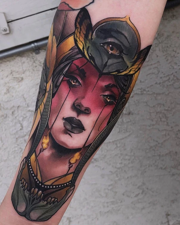 Illustrative Portrait, Snake tattoo on Forearm
