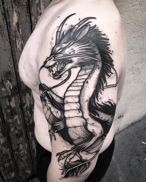 Japanese Dragon tattoo on Upper Arm
