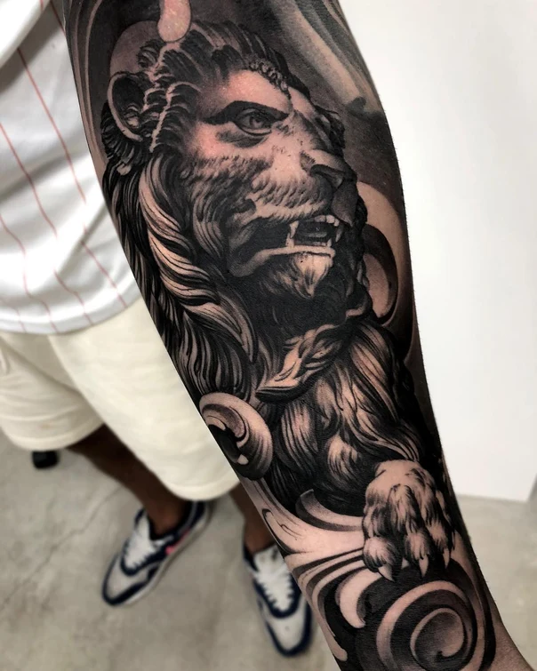 Realism Lion tattoo on Forearm