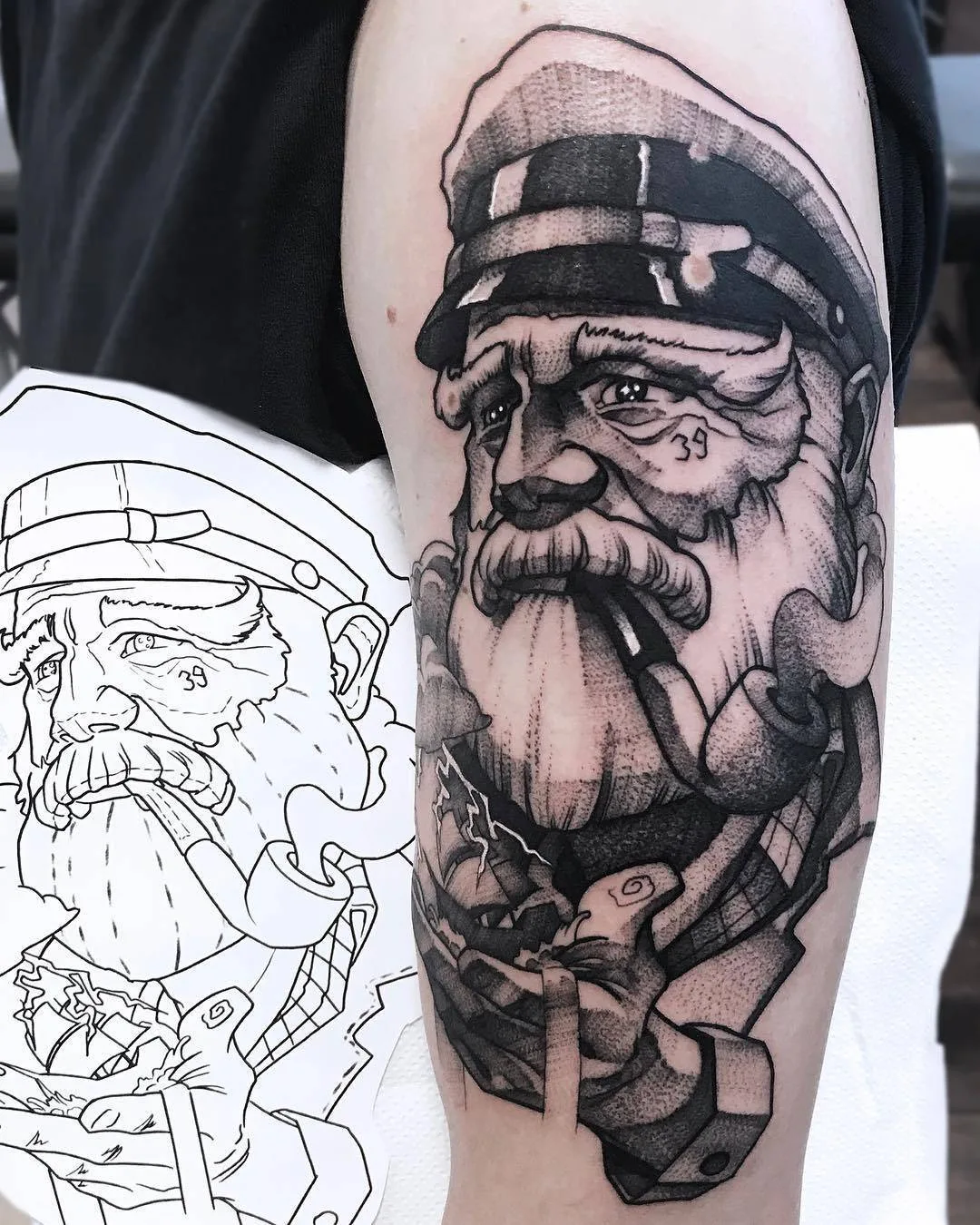 Tattoo artist Maurycy Szymczak, authors blackwork sketch tattoo | Poland