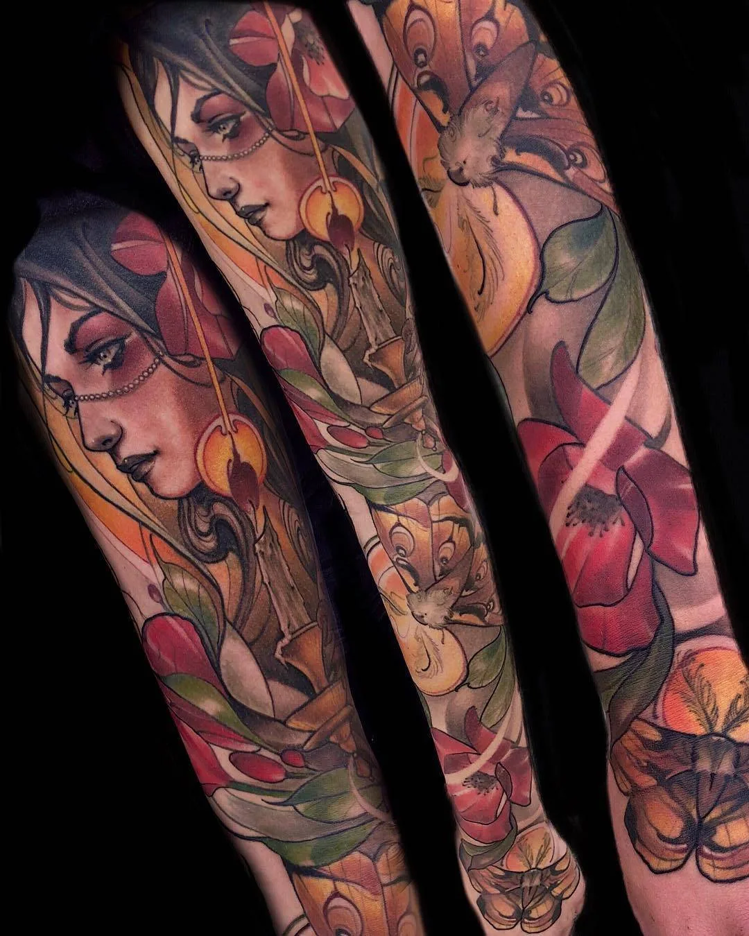 Tattoo artist Matt Tischler, authors style color neo traditional tattoo | USA