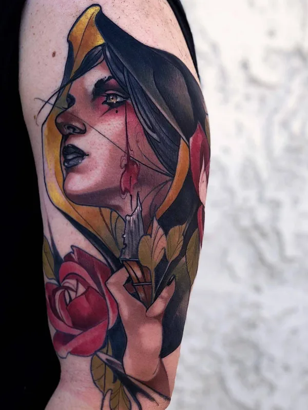 color neo traditional 纹身 在 upper arm #26773 | 纹身师 Matt Tischler