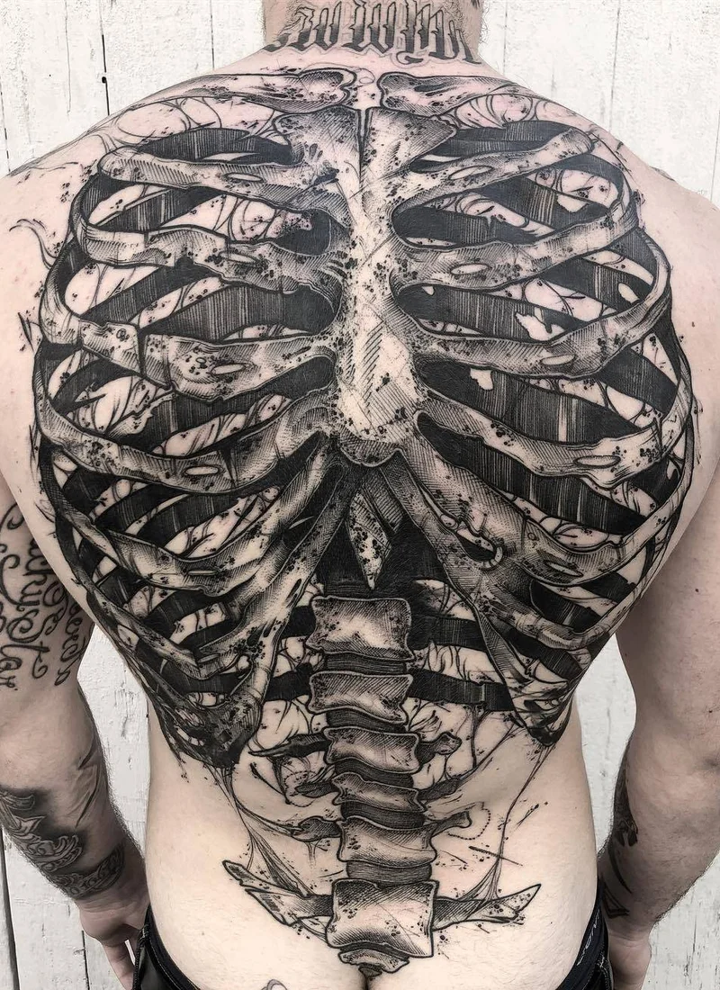 K&eacute;vin Plane's black sketch tattoo