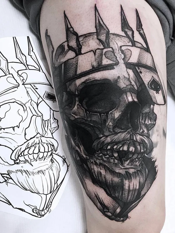 black and grey black and grey Tatuaggio su thigh #26663 | Tatuatore Maurycy Szymczak