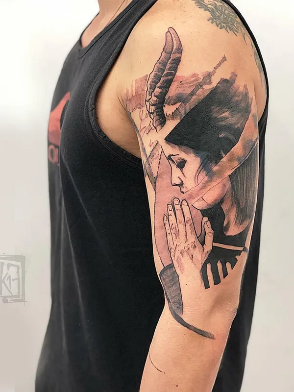 black and grey black and grey Tatuaggio su full sleeve #26787 | Tatuatore Artem Korobov