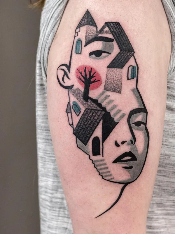 color illustrative tatouage sur upper arm #26520 | Artiste tatoueur Mike Kyrtatas