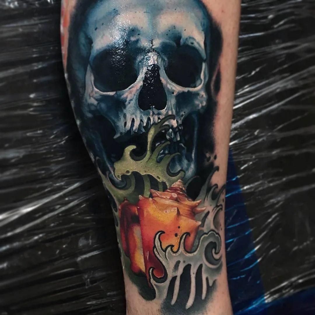 Tattoo artist John Yogi Barrett, authors style realistic tattoo with traditional images | USA