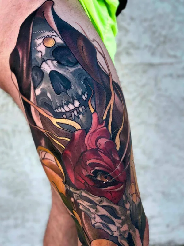 color realism 纹身 在 thigh #26770 | 纹身师 Matt Tischler