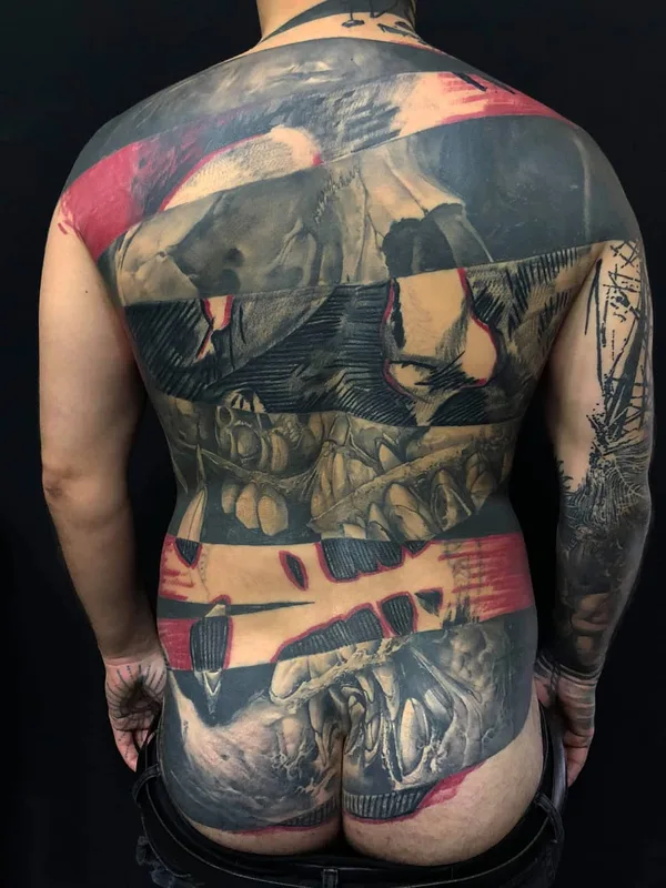 color abstract tattoo on full back #26694 | Tattoo Artist Yonah Krank