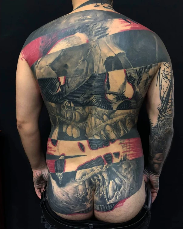 Abstract Skull, Abstract tattoo on Full Back