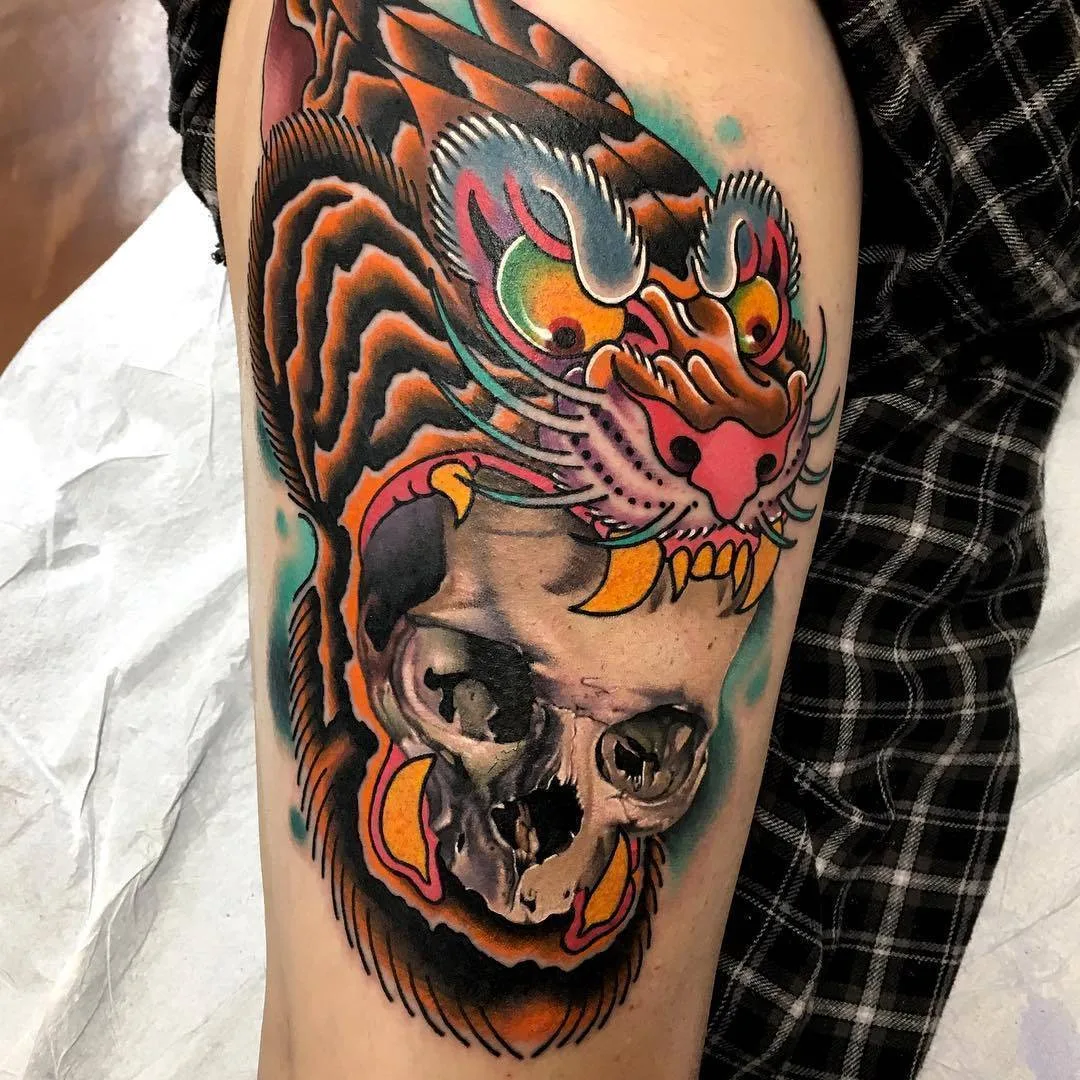 Tattoo artist John Yogi Barrett, authors style realistic tattoo with traditional images | USA