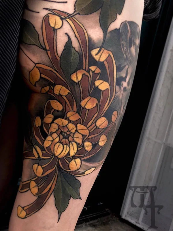 color japanese 纹身 在 thigh #26776 | 纹身师 Matt Tischler