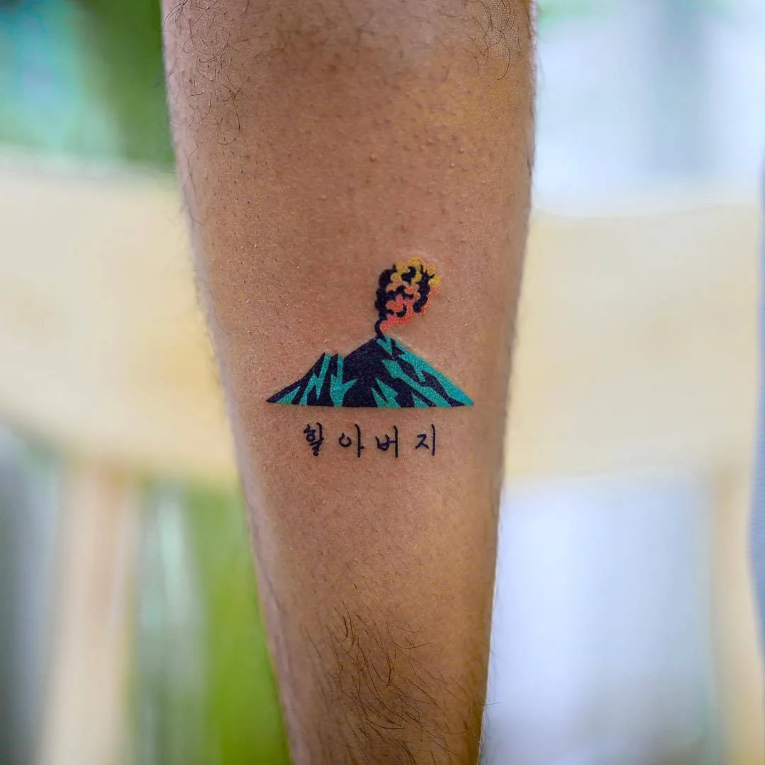 Tattoo artist Zzizziboy, color handpoke tattoo, authors style | Korea