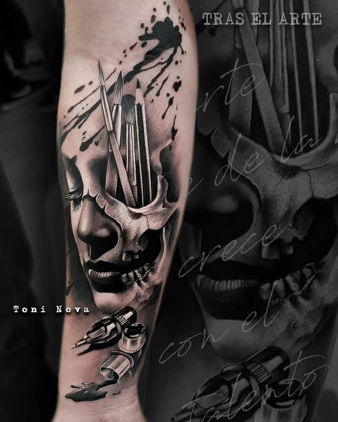 Tattoo artist Toni Nova, color and black&grey portrait tattoo realism, surrealistic tattoo | Barcelona, Spain