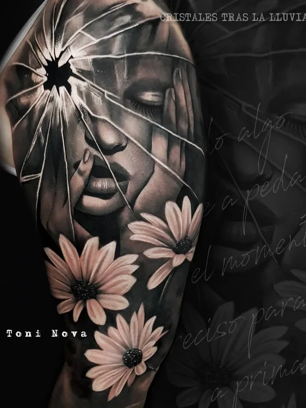 female black and grey realism Tatuagem em full sleeve #26991 | Tatuador Toni Nova