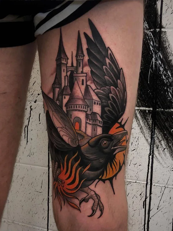 color neo traditional Tatuaggio su thigh #26621 | Tatuatore Friedrich Übler