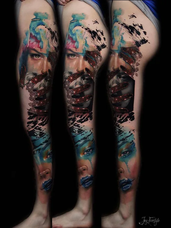 female color realism татуировка на full leg #27011 | Тату мастер Jay Freestyle