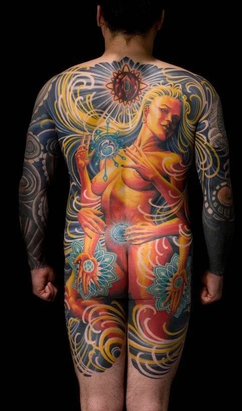 Illustrative Figure, Mandala tattoo on Full Back