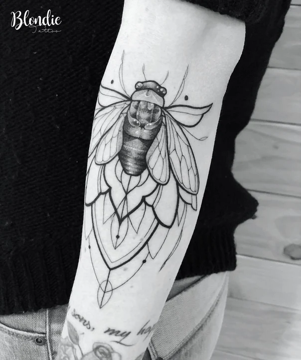 Linework Insect, Mandala tattoo on Forearm