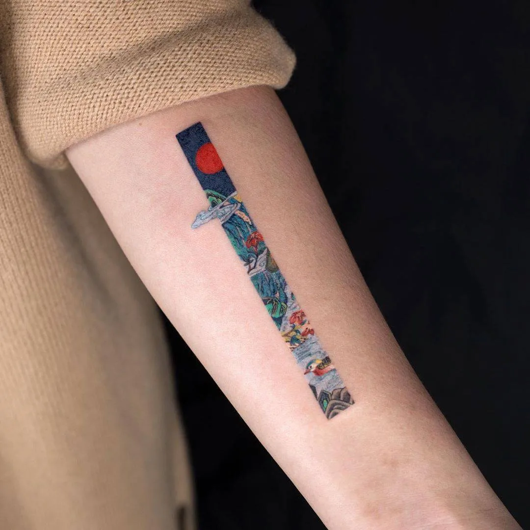 Тату мастер EQ tattoo, авторская акварельная восточная татуировка, Frame | Сеул, Корея
