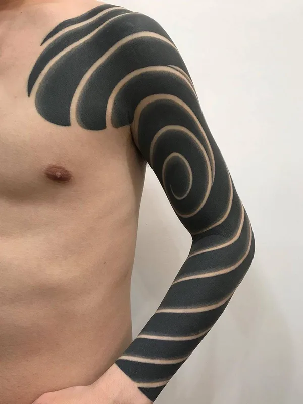 male black blackout Tatuaggio su full sleeve #33754 | Tatuatore Sousyu Hayashi