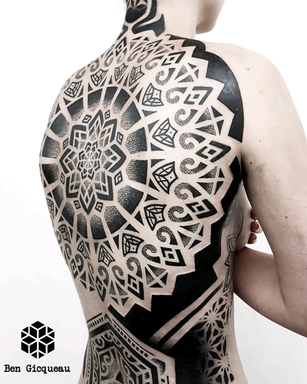 Blackwork Geometric, Mandala tattoo on Full Back