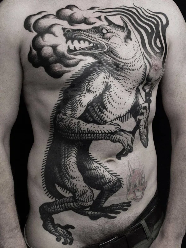 male black blackwork 纹身 在 chest #33901 | 纹身师 MISHLA