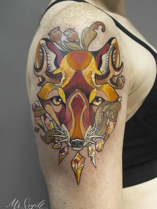 female color illustrative 타투 부위 upper arm #34034 | 타투이스트 Mr Sigill