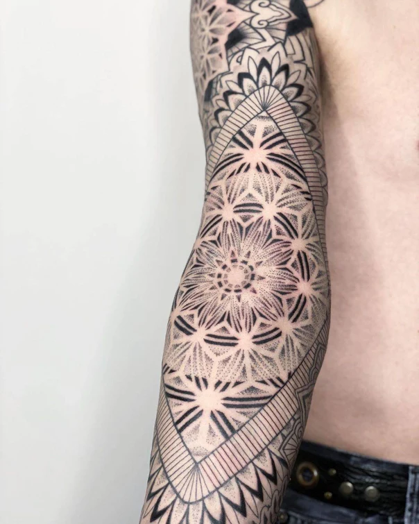 Geometric Mandala, Geometric tattoo on Forearm
