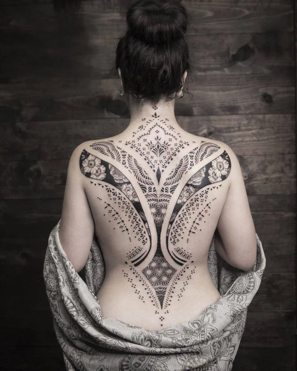 Ornamental Mandala, Floral tattoo on Full Back