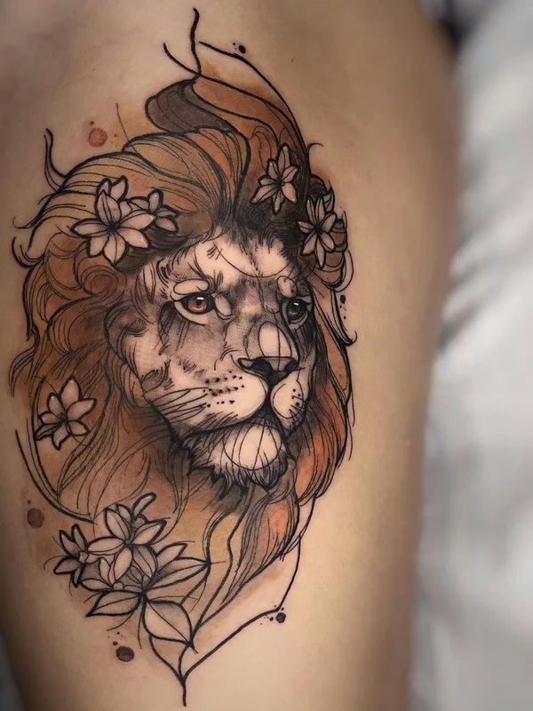 color illustrative татуировка на thigh #34169 | Тату мастер Renata Henriques