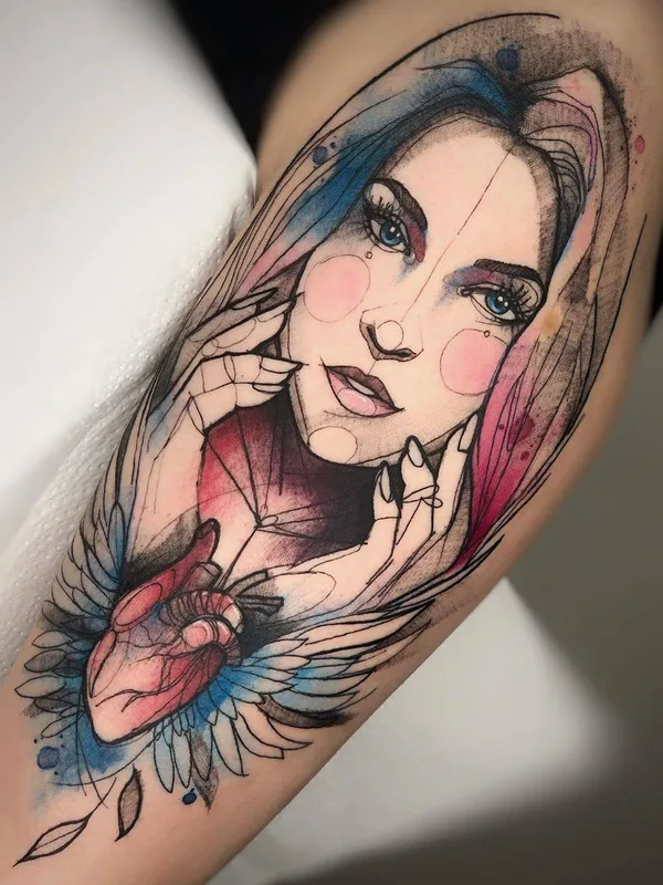 female color illustrative татуировка на forearm #34166 | Тату мастер Renata Henriques