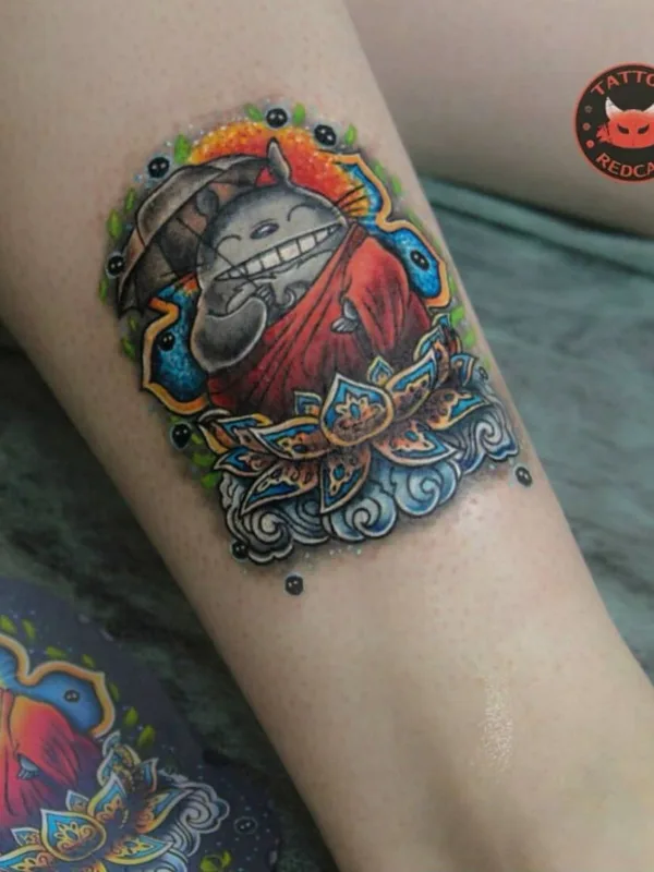 color anime tatouage sur calf #38090 | Artiste tatoueur Olga Kaminskaya