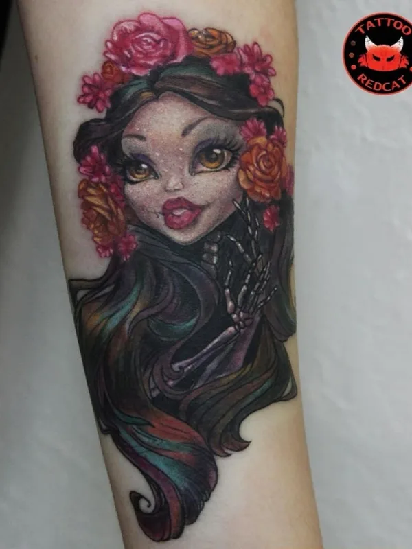 female color illustrative tatouage sur forearm #38088 | Artiste tatoueur Olga Kaminskaya