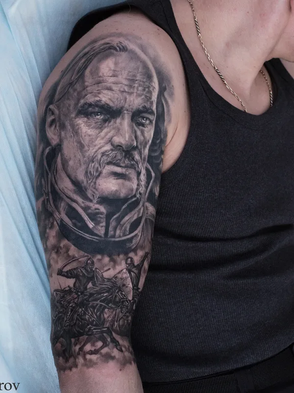 male black and grey realism 纹身 在 full sleeve #38363 | 纹身师 Alexander Suvorov