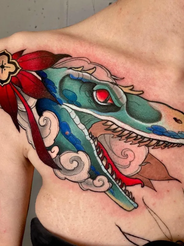 color japanese Tatuaggio su chest #43631 | Tatuatore Павел Турбо