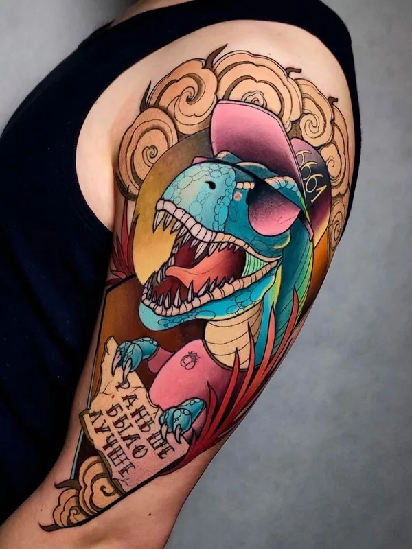 color new school Tatuaggio su upper arm #43624 | Tatuatore Павел Турбо