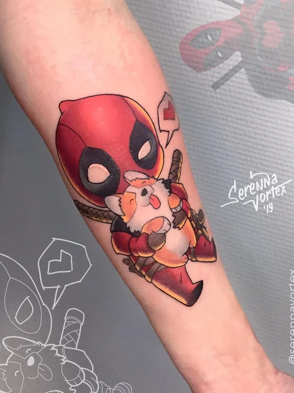 color cartoon tatouage sur forearm #43658 | Artiste tatoueur Serenna Vortex