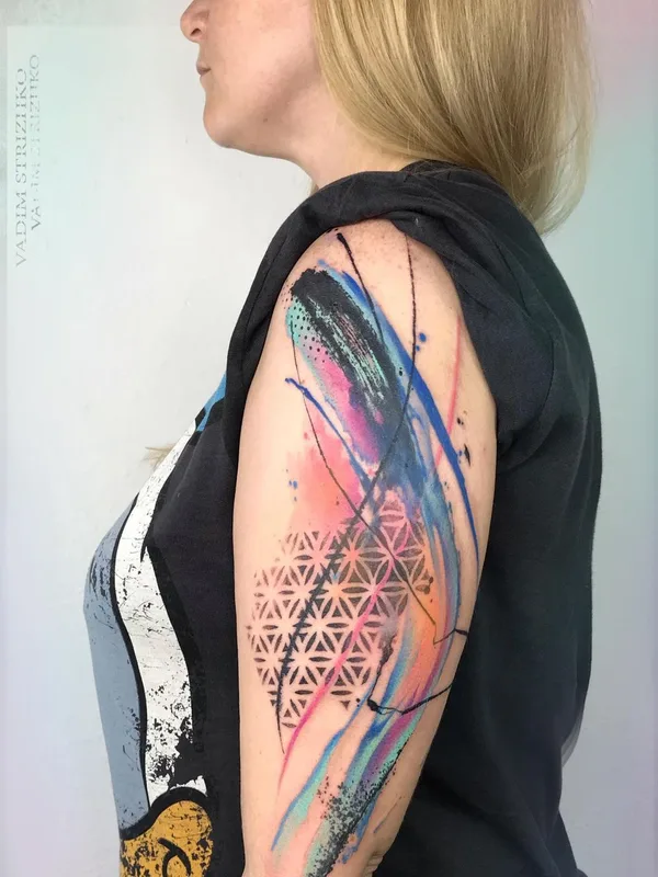 female color abstract татуировка на upper arm #43703 | Тату мастер Вадим Стрижко