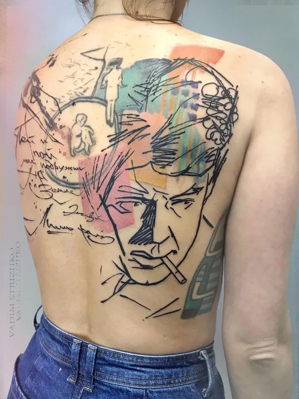 female color sketch татуировка на upper back #43701 | Тату мастер Вадим Стрижко