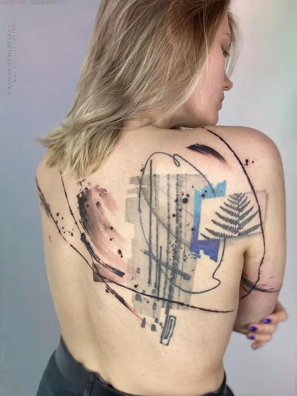 female color abstract татуировка на upper back #43702 | Тату мастер Вадим Стрижко