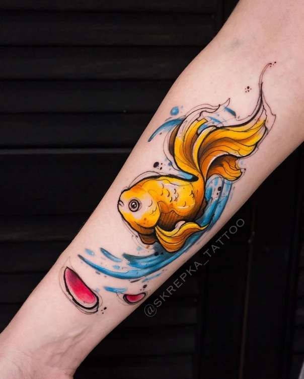 Акварель Fish, Water tattoo на Предплечье