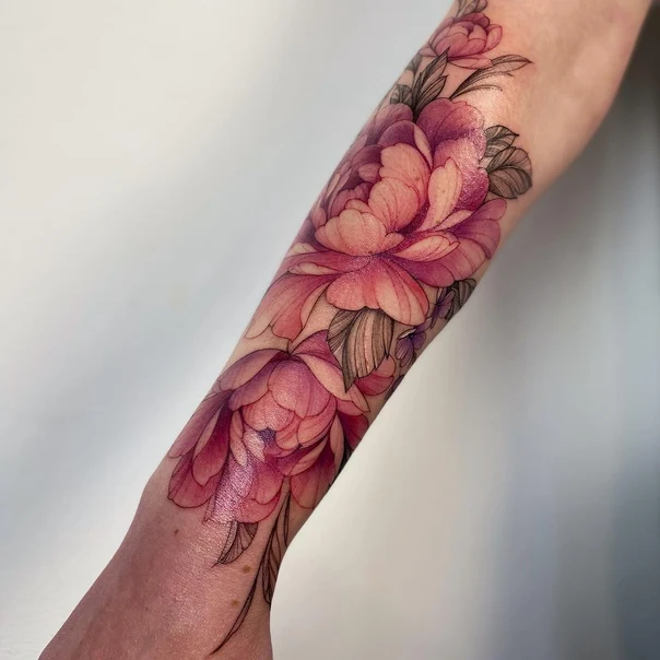 Акварель Flowers, Leaves tattoo на Предплечье