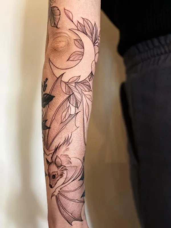 black and grey linework татуировка на forearm #43807 | Тату мастер Ольга Королёва