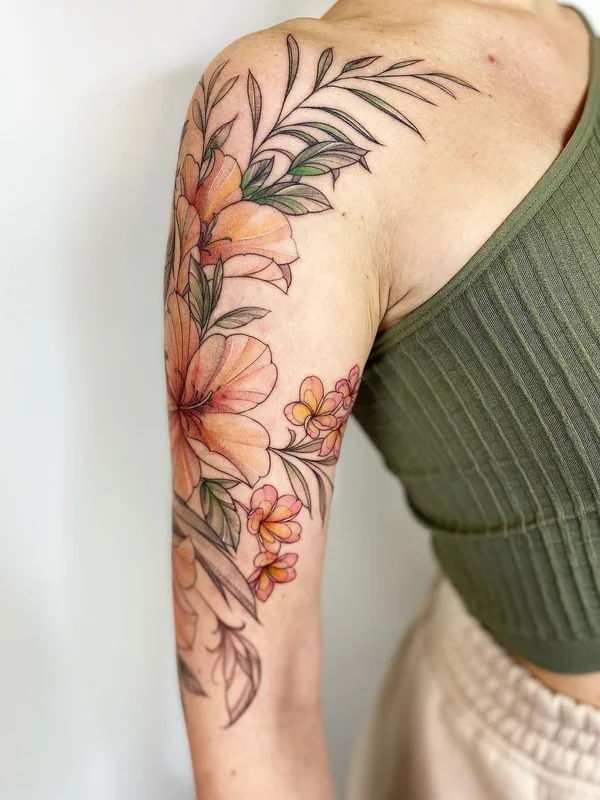 female color botanic татуировка на upper arm #43806 | Тату мастер Ольга Королёва