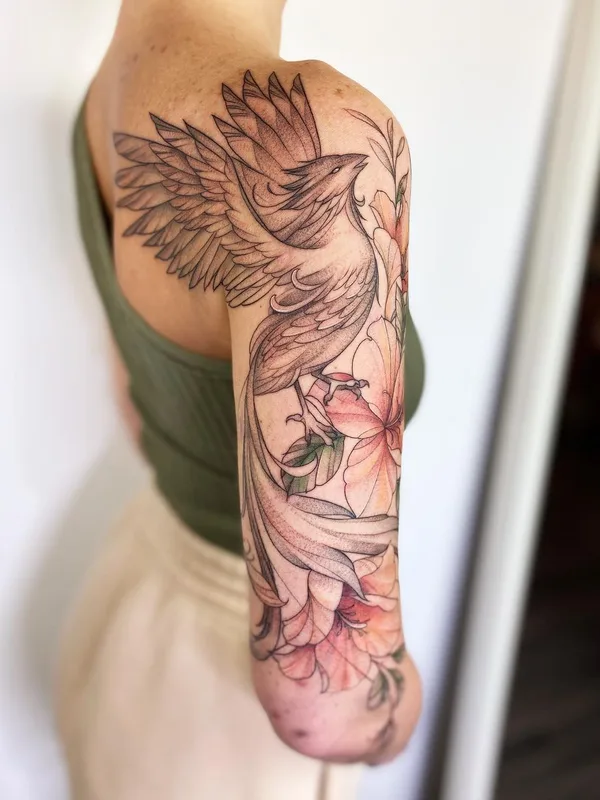 female color illustrative татуировка на full sleeve #43805 | Тату мастер Ольга Королёва