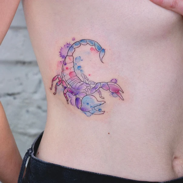 Акварель Scorpion tattoo на Бок