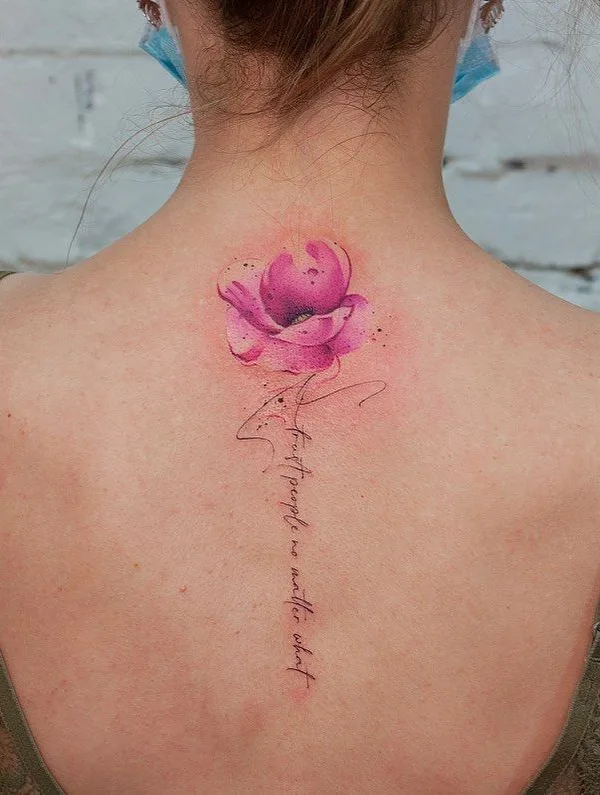 female color watercolor tattoo on back of neck #43817 | Tattoo Artist Алексей Панченко